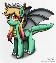 Size: 878x1000 | Tagged: safe, artist:rockingscorpion, dracony, hybrid, pony, claws, crossover, fangs, female, miss kobayashi's dragon maid, ponified, solo, tohru, wings