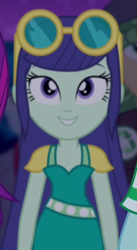 Size: 310x566 | Tagged: safe, screencap, blueberry cake, captain planet, sandalwood, thunderbass, equestria girls, rainbow rocks, cropped, glasses, smiling, welcome to the show