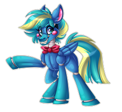 Size: 2475x2273 | Tagged: safe, artist:shyshyoctavia, oc, oc only, oc:stormy dash, pegasus, pony, animatronic, bowtie, crossover, five nights at freddy's, high res, simple background, solo, transparent background