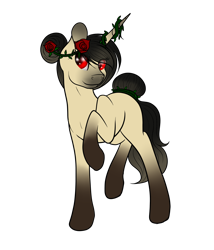 Size: 1540x1801 | Tagged: safe, oc, oc only, pony, unicorn, female, flat color, flower, flower in hair, full body, gradient hooves, mare, raised hoof, red eyes, rose, simple background, solo, transparent background