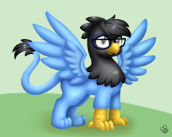 Size: 1280x1024 | Tagged: safe, artist:sabrib, derpibooru import, oc, oc:tinker doo, griffon, glasses, griffonized, male, solo, species swap