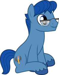 Size: 6400x8082 | Tagged: safe, artist:parclytaxel, leadwing, earth pony, pony, .svg available, absurd resolution, andy price, facial hair, glasses, simple background, sitting, solo, transparent background, unshorn fetlocks, vector