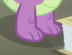 Size: 340x258 | Tagged: safe, derpibooru import, screencap, spike, dragon, school daze, claws, cropped, feet, foot focus, legs, male, pictures of legs