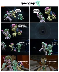 Size: 4000x4868 | Tagged: safe, artist:goatcanon, bon bon, doctor whooves, flitter, lyra heartstrings, sweetie drops, pony, comic:lyra's story, 3d, a link to the past, absurd resolution, comic, crossover, doctor who, game boy advance, gameboy advance, male, source filmmaker, stallion, tardis, the legend of zelda, time vortex