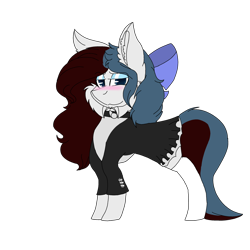 Size: 2560x2560 | Tagged: safe, artist:brokensilence, oc, oc only, oc:mira songheart, pony, bedroom eyes, blushing, bow, clothes, maid, solo