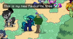 Size: 1326x714 | Tagged: safe, derpibooru import, oc, oc:midnight mist, pony, pony town, tree