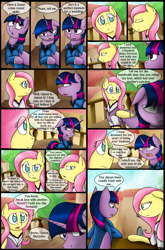 Size: 1280x1944 | Tagged: safe, artist:stuflox, derpibooru import, fluttershy, twilight sparkle, twilight sparkle (alicorn), alicorn, pegasus, pony, comic:the count of monte rainbow, balcony, clothes, comic, mondego, monsparkle, shycedes, the count of monte cristo, the count of monte rainbow