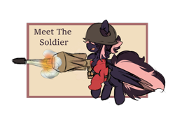 Size: 1024x683 | Tagged: safe, artist:silverknight27, oc, oc only, oc:silver rose, pegasus, pony, crossover, female, mare, rocket launcher, soldier, solo, team fortress 2