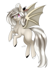 Size: 2141x2779 | Tagged: safe, artist:ohhoneybee, oc, oc only, oc:ghost rose, bat pony, pony, feather, female, mare, simple background, solo, transparent background