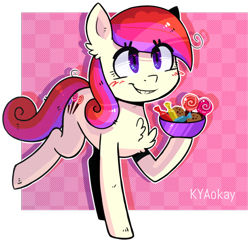 Size: 1024x991 | Tagged: safe, artist:kyaokay, oc, oc only, candy, chest fluff, food, happy, heart eyes, hoof hold, simple background, solo, transparent background, wingding eyes