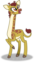 Size: 3086x5567 | Tagged: safe, artist:vector-brony, clementine, giraffe, fluttershy leans in, cute, female, high res, open mouth, raised leg, simple background, solo, transparent background, vector