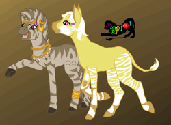 Size: 679x498 | Tagged: safe, artist:random-person101, oc, oc only, okapi, zebra