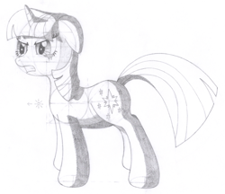 Size: 1560x1345 | Tagged: safe, artist:aafh, twilight sparkle, pony, unicorn, crying, monochrome, solo, traditional art