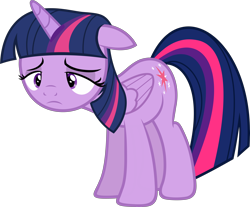 Size: 6000x4976 | Tagged: safe, artist:slb94, twilight sparkle, twilight sparkle (alicorn), alicorn, pony, absurd resolution, female, floppy ears, folded wings, frown, mare, simple background, solo, tired, transparent background, vector