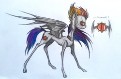 Size: 1024x670 | Tagged: safe, artist:pinkamenacheshirepie, oc, oc only, oc:laboribus, bat pony, pony, solo, traditional art