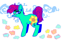 Size: 600x409 | Tagged: safe, artist:njeekyo, oc, oc only, oc:sparkly ratface, earth pony, pony, nose piercing, nose ring, piercing, smoking, solo, wingding eyes