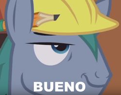 Size: 1314x1035 | Tagged: safe, edit, edited screencap, screencap, hard hat (character), pony, fluttershy leans in, bueno, fluttershy le, hard hat, hat, pencil, solo