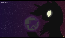 Size: 1672x972 | Tagged: safe, artist:dragonwolfrooke, twilight sparkle, pony, glowing eyes, planet, silhouette, space