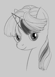 Size: 559x786 | Tagged: safe, artist:sycreon, twilight sparkle, pony, unicorn, bust, female, mare, monochrome, portrait, sketch, solo