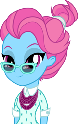 Size: 3001x4708 | Tagged: safe, artist:cloudyglow, blue bobbin, equestria girls, the saddle row review, absurd resolution, clothes, equestria girls-ified, female, glasses, looking at you, simple background, smiling, solo, transparent background, vector