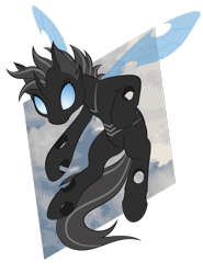 Size: 1024x1384 | Tagged: safe, artist:gracewolf, oc, oc only, oc:crucible, changeling, changeling oc, female, flying, simple background, solo, transparent background, white changeling