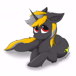 Size: 5905x5905 | Tagged: safe, artist:muffinkarton, oc, oc only, oc:optic flutter, pony, unicorn, absurd resolution, cute, fluffy, lying down, solo