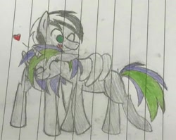 Size: 1600x1274 | Tagged: artist needed, safe, oc, oc only, oc:frenzy nuke, oc:stripes, pony, female, lined paper, male, mare, stallion, traditional art