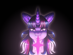 Size: 1024x766 | Tagged: safe, artist:albinnada, artist:sketchykohaidraws, artist:twishtwishy, derpibooru import, twilight sparkle, twilight sparkle (alicorn), alicorn, pony, collaboration, ear fluff, female, gradient background, mare, solo