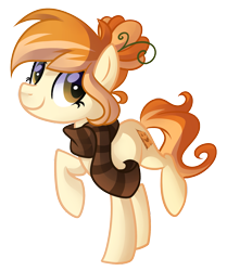 Size: 1503x1800 | Tagged: safe, artist:drawntildawn, oc, oc only, oc:pumpkin patch, earth pony, pony, clothes, scarf, simple background, solo, transparent background