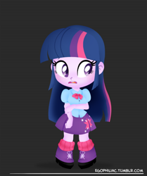 Size: 700x838 | Tagged: safe, artist:egophiliac, twilight sparkle, twilight sparkle (alicorn), alicorn, equestria girls, chibi, cute, nervous, solo, twiabetes