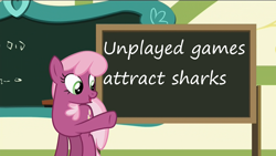 Size: 1920x1080 | Tagged: safe, edit, edited screencap, screencap, cheerilee, the cart before the ponies, cex, chalkboard, cheerilee's blackboard, exploitable meme, image macro, meme, solo