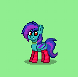 Size: 279x277 | Tagged: safe, oc, oc only, bat pony, pony, clothes, female, pony town, red eyes, socks, striped socks