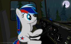 Size: 1920x1200 | Tagged: safe, artist:lunarevening, oc, oc only, oc:marussia, earth pony, pony, animated, driving, gif, nation ponies, night, rain, russia, russian, solo, truck, ural, vehicle