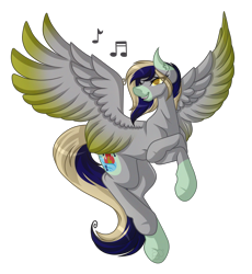 Size: 4529x4921 | Tagged: safe, artist:amazing-artsong, derpibooru import, oc, oc:flame flood, pegasus, pony, absurd resolution, commission, male, music notes, simple background, solo, transparent background