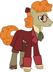 Size: 767x1035 | Tagged: safe, artist:cloudyglow, doctor muffin top, earth pony, pony, clothes, clothes swap, cosplay, costume, delbert doppler, disney, doctor doppler, glasses, male, movie reference, simple background, smiling, solo, stallion, transparent background, treasure planet
