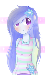 Size: 752x1242 | Tagged: safe, artist:windymils, oc, oc only, oc:crystal lily, equestria girls, blushing, equestria girls-ified, flower, flower in hair, solo