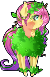 Size: 428x665 | Tagged: safe, artist:loure201, oc, oc only, pony, bush, clothes, costume, female, leaves, mare, offspring, parent:fluttershy, simple background, solo, transparent background