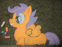 Size: 5152x3864 | Tagged: safe, artist:malte279, scootaloo, pegasus, pony, absurd resolution, chalk drawing, solo, traditional art