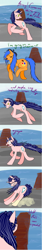 Size: 802x4802 | Tagged: artist needed, safe, oc, oc only, earth pony, pony, unicorn, absurd resolution, beret, comic, dialogue, duo, duo female, female, mare, ocean, running, vocational death cruise