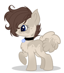 Size: 1024x1174 | Tagged: safe, artist:mintoria, derpibooru import, oc, dog pony, pony, collar, female, raised hoof, simple background, solo, transparent background