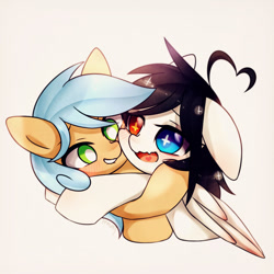 Size: 600x600 | Tagged: safe, artist:lan wu, oc, oc only, oc:lan wu, oc:文毛, pegasus, pony, blushing, heart, heterochromia, starry eyes, wingding eyes