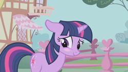 Size: 1280x720 | Tagged: safe, screencap, twilight sparkle, unicorn twilight, pony, unicorn, boast busters, blushing, cute, female, floppy ears, mare, solo, twiabetes