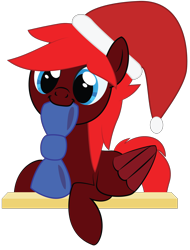 Size: 2000x2636 | Tagged: safe, artist:mintysketch, oc, oc only, oc:handie velvet, pegasus, pony, to saddlebags and back again, bow, hat, minty's christmas ponies, santa hat, simple background, solo, transparent background, vector