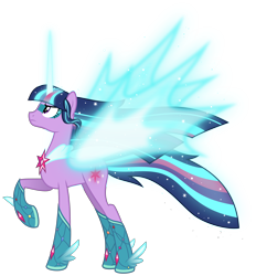 Size: 4636x5000 | Tagged: safe, artist:missgoldendragon, twilight sparkle, twilight sparkle (alicorn), alicorn, pony, absurd resolution, artificial wings, augmented, commission, daydream sparkle, daydream-ified, face paint, female, magic, magic wings, mare, raised hoof, simple background, solo, spread wings, transparent background, vector, wings