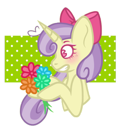 Size: 2000x2125 | Tagged: safe, artist:chococakebabe, derpibooru import, oc, oc:meadow blossom, pony, unicorn, bow, female, flower, hair bow, high res, mare, solo