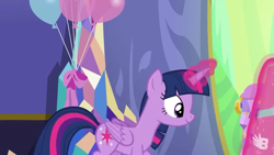 Size: 854x480 | Tagged: safe, screencap, twilight sparkle, twilight sparkle (alicorn), alicorn, pony, celestial advice, horn, magic, smiling, solo, telekinesis, twilight's castle, wings