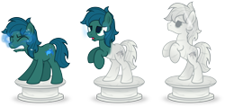 Size: 5400x2579 | Tagged: safe, artist:nxzc88, oc, oc only, oc:poison trail, earth pony, pony, absurd resolution, inanimate tf, mind control, petrification, plinth, rearing, sequence, simple background, solo, statue, transformation, transparent background