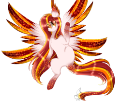 Size: 1024x860 | Tagged: safe, artist:little-sketches, oc, oc only, oc:sora, pony, seraph, eye clipping through hair, female, mare, multiple wings, rainbow power, simple background, solo, transparent background