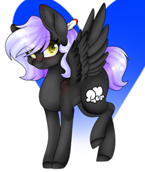 Size: 1341x1599 | Tagged: safe, artist:eclispeluna, artist:ohhoneybee, oc, oc only, oc:cloudy night, pegasus, pony, female, mare, raised leg, solo, spread wings