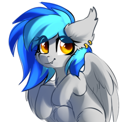 Size: 1028x1000 | Tagged: safe, artist:gicme, oc, oc only, oc:coldfire, pegasus, pony, cute, ear piercing, fangs, piercing, simple background, transparent background